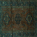 Square Machine Washable Persian Turquoise Traditional Area Rugs, wshtr3104turq