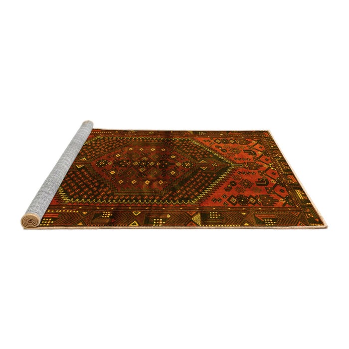 Sideview of Machine Washable Persian Yellow Traditional Rug, wshtr3105yw