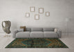 Machine Washable Persian Turquoise Traditional Area Rugs in a Living Room,, wshtr3105turq