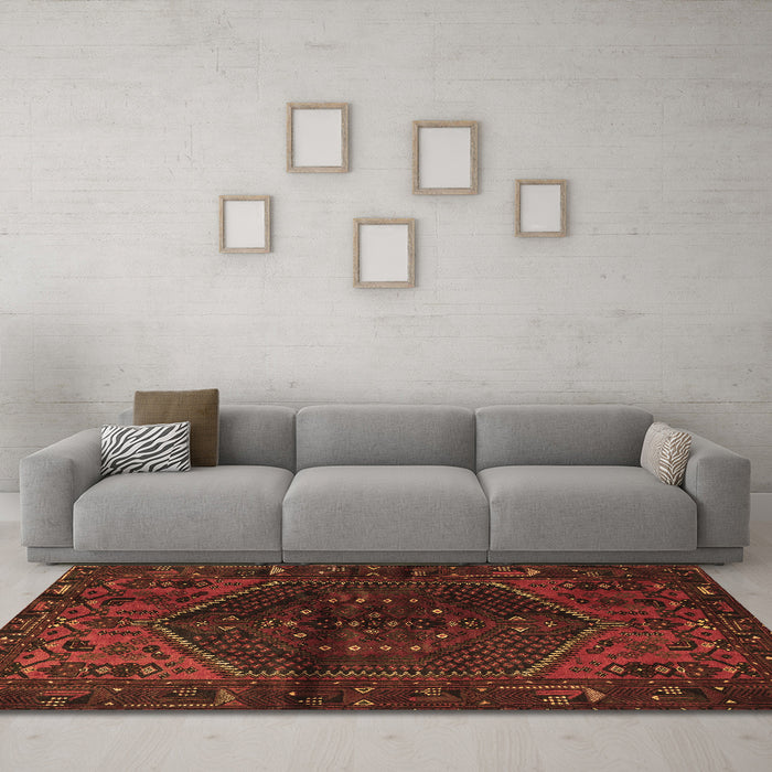 Machine Washable Persian Brown Traditional Rug in a Living Room,, wshtr3105brn