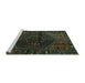 Sideview of Machine Washable Persian Turquoise Traditional Area Rugs, wshtr3105turq