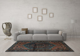 Machine Washable Persian Light Blue Traditional Rug in a Living Room, wshtr3105lblu