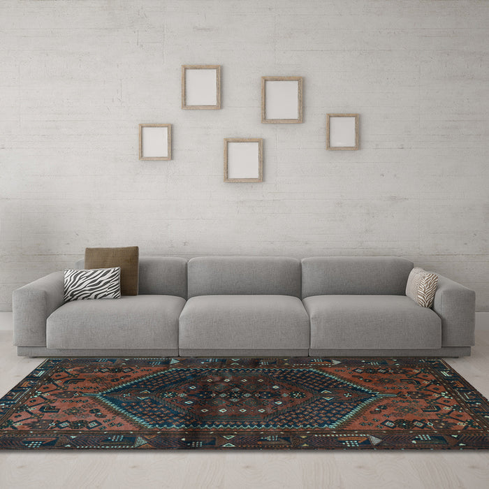 Machine Washable Persian Light Blue Traditional Rug in a Living Room, wshtr3105lblu