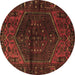 Round Persian Brown Traditional Rug, tr3105brn