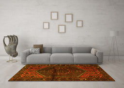 Machine Washable Persian Yellow Traditional Rug in a Living Room, wshtr3105yw