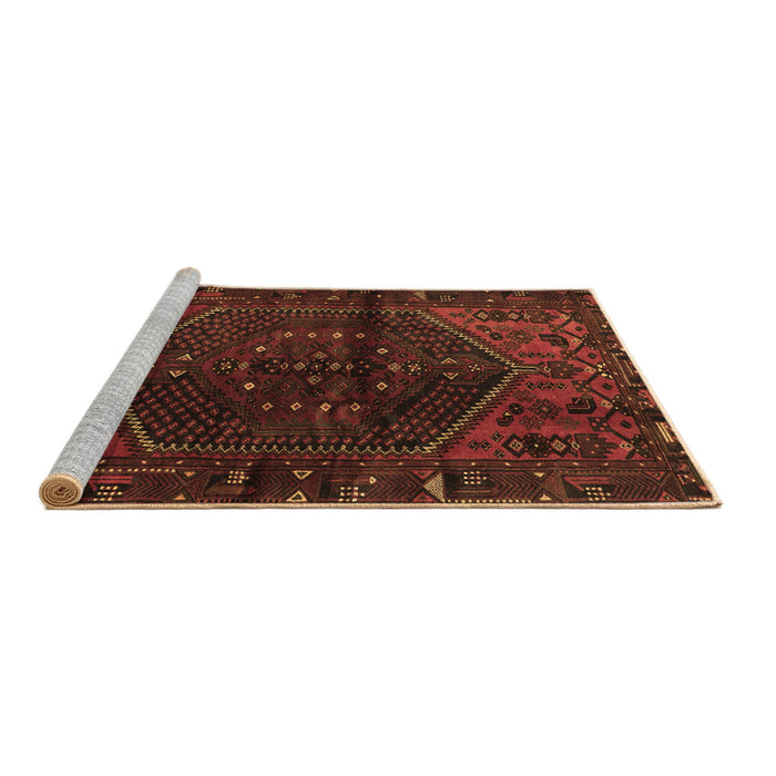 Sideview of Machine Washable Persian Brown Traditional Rug, wshtr3105brn