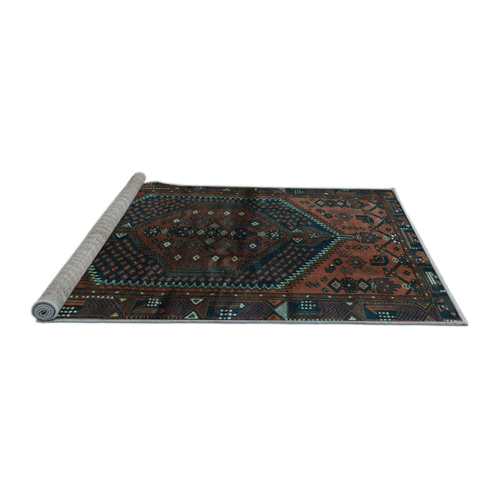Sideview of Machine Washable Persian Light Blue Traditional Rug, wshtr3105lblu
