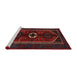 Sideview of Machine Washable Traditional Dark Brown Rug, wshtr3106