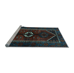 Sideview of Machine Washable Persian Light Blue Traditional Rug, wshtr3106lblu