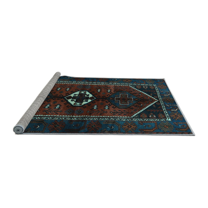 Sideview of Machine Washable Persian Light Blue Traditional Rug, wshtr3106lblu
