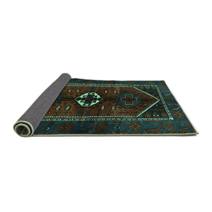 Sideview of Persian Turquoise Traditional Rug, tr3106turq