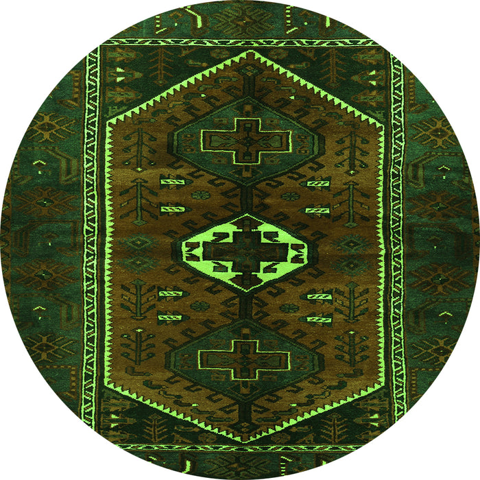 Square Persian Green Traditional Rug, tr3106grn