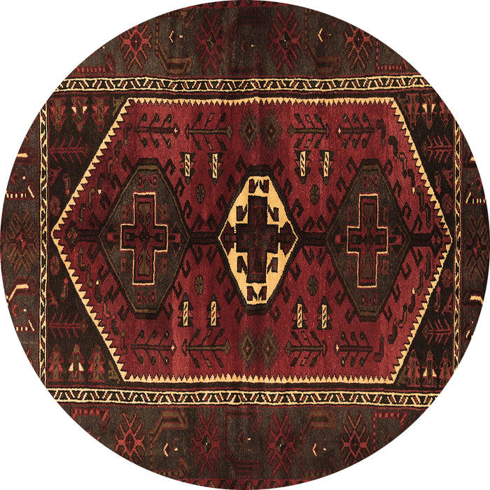 Round Persian Brown Traditional Rug, tr3106brn