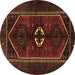 Round Persian Brown Traditional Rug, tr3106brn