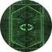 Round Persian Emerald Green Traditional Rug, tr3106emgrn
