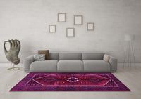 Machine Washable Persian Pink Traditional Rug, wshtr3106pnk