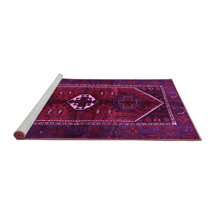 Sideview of Machine Washable Persian Pink Traditional Rug, wshtr3106pnk