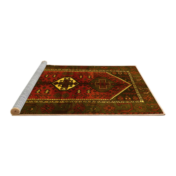 Sideview of Machine Washable Persian Yellow Traditional Rug, wshtr3106yw