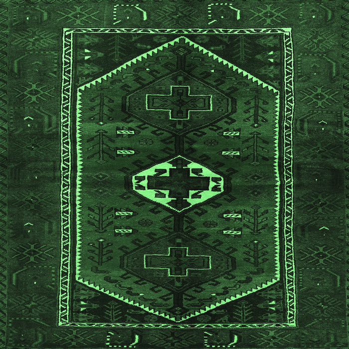 Square Machine Washable Persian Emerald Green Traditional Area Rugs, wshtr3106emgrn