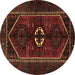 Round Machine Washable Persian Brown Traditional Rug, wshtr3106brn