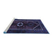 Sideview of Machine Washable Persian Blue Traditional Rug, wshtr3106blu