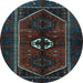 Round Persian Light Blue Traditional Rug, tr3106lblu
