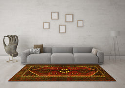 Machine Washable Persian Yellow Traditional Rug in a Living Room, wshtr3106yw