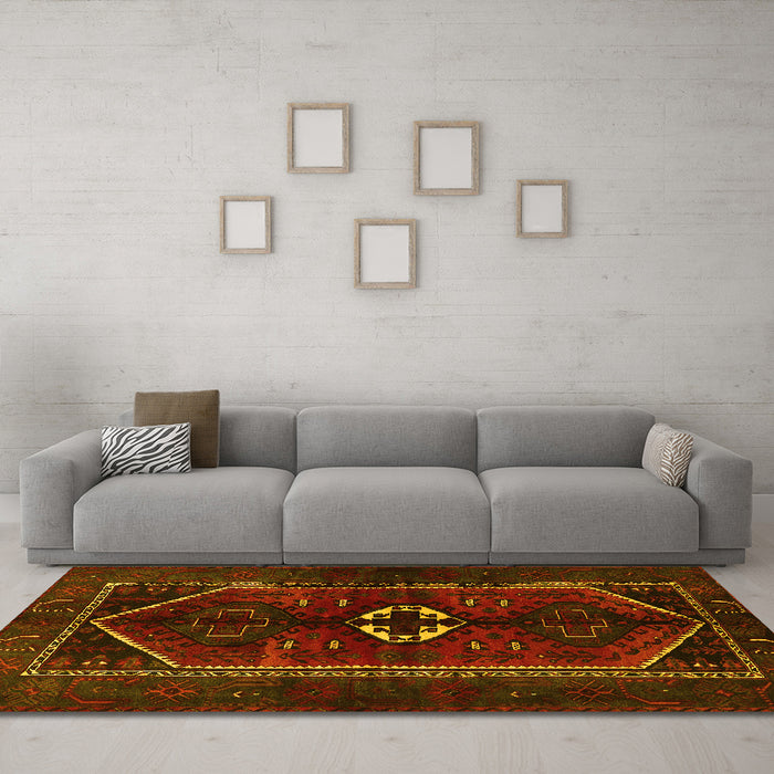 Machine Washable Persian Yellow Traditional Rug in a Living Room, wshtr3106yw