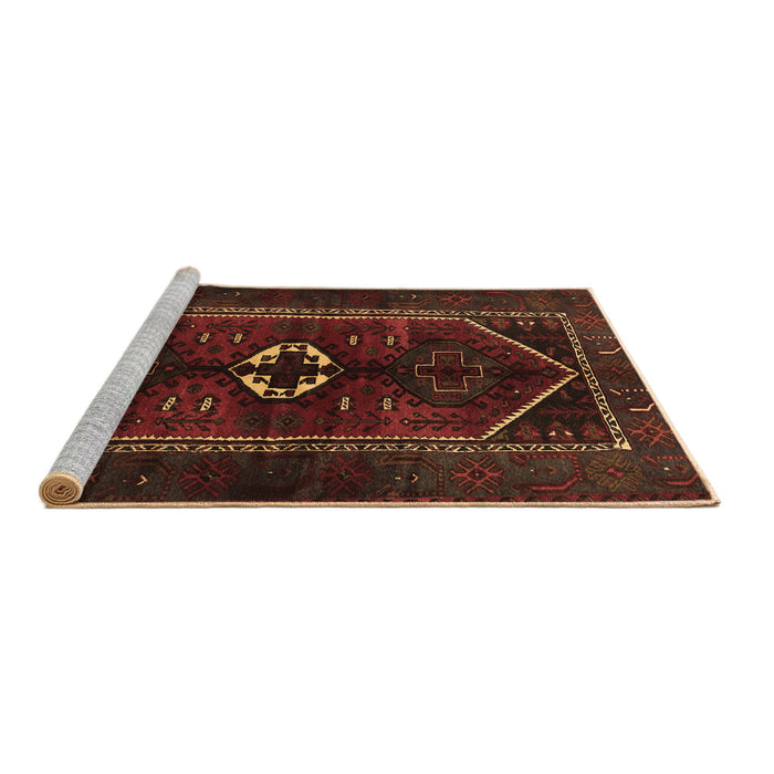 Sideview of Machine Washable Persian Brown Traditional Rug, wshtr3106brn
