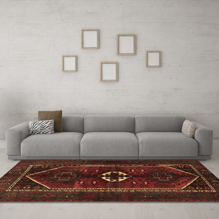 Machine Washable Persian Brown Traditional Rug in a Living Room,, wshtr3106brn