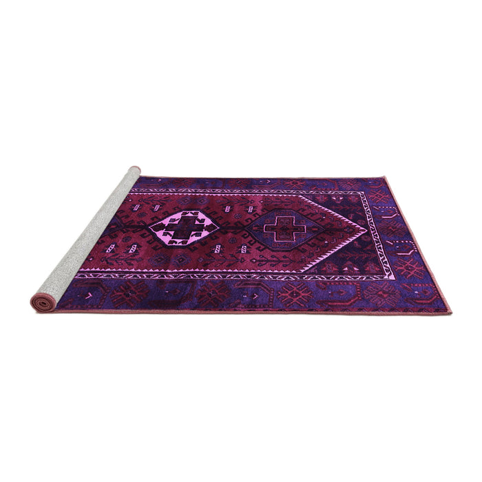 Sideview of Machine Washable Persian Purple Traditional Area Rugs, wshtr3106pur