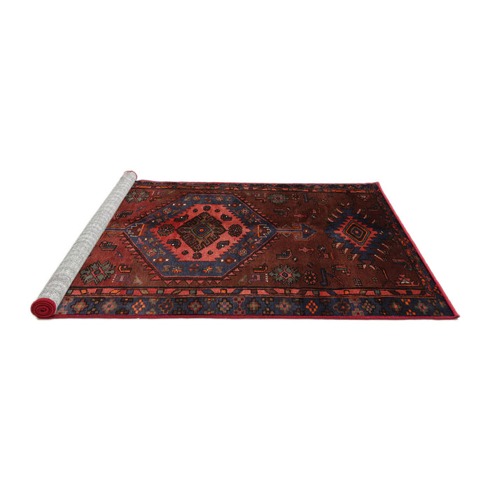 Sideview of Machine Washable Traditional Maroon Red Rug, wshtr3107