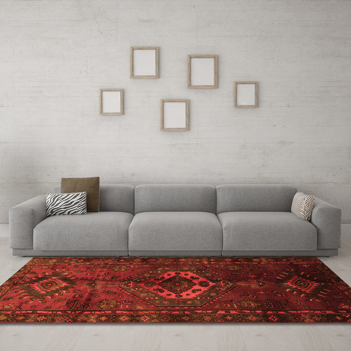 Machine Washable Persian Orange Traditional Area Rugs in a Living Room, wshtr3107org