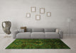 Machine Washable Persian Green Traditional Area Rugs in a Living Room,, wshtr3107grn