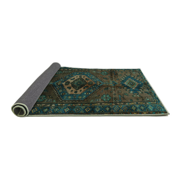 Sideview of Persian Turquoise Traditional Rug, tr3107turq