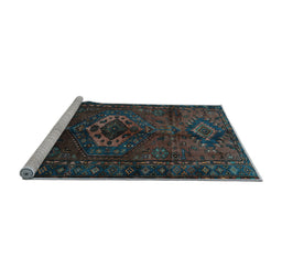 Sideview of Machine Washable Persian Light Blue Traditional Rug, wshtr3107lblu
