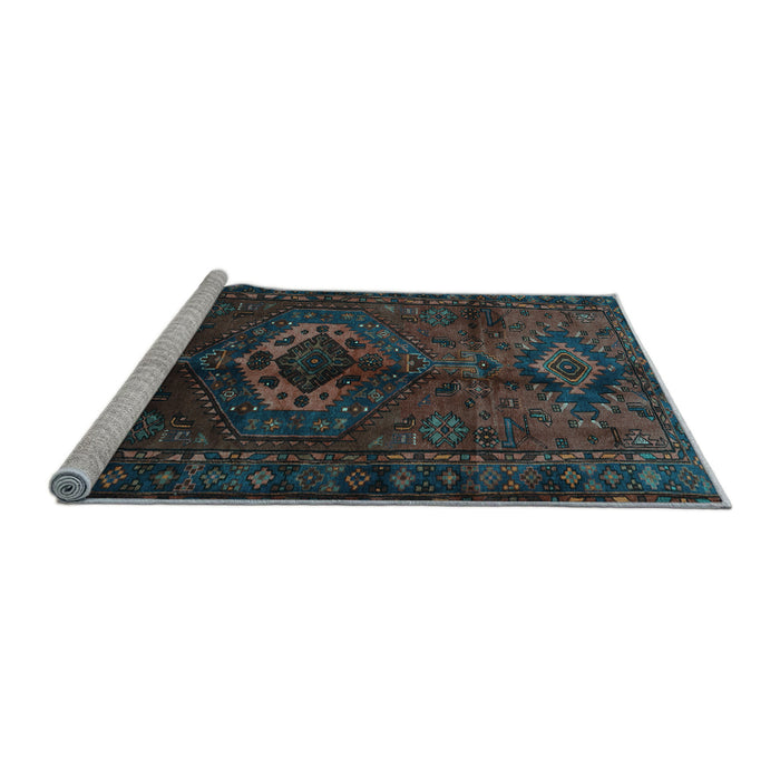 Sideview of Machine Washable Persian Light Blue Traditional Rug, wshtr3107lblu