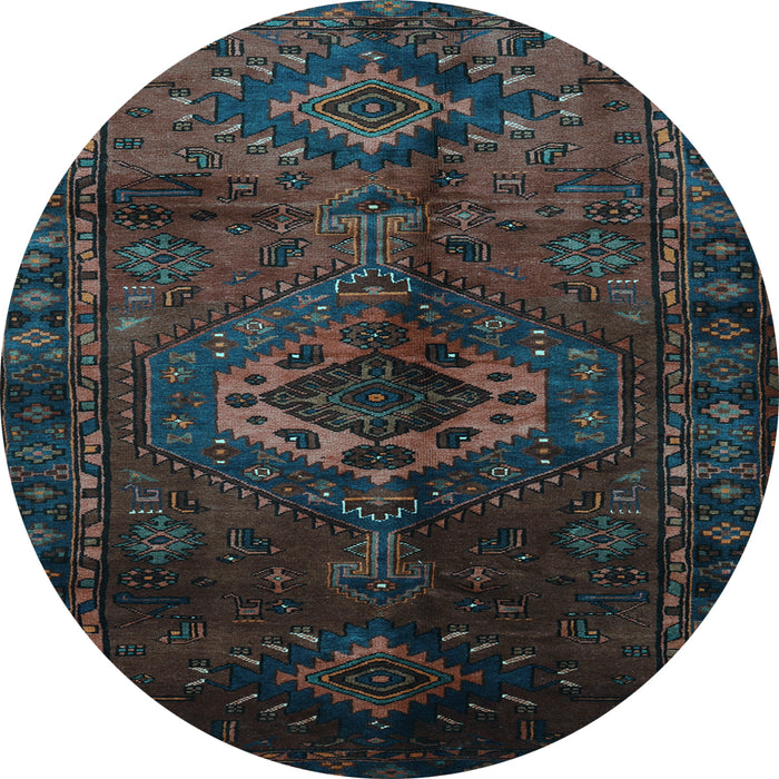 Round Persian Light Blue Traditional Rug, tr3107lblu