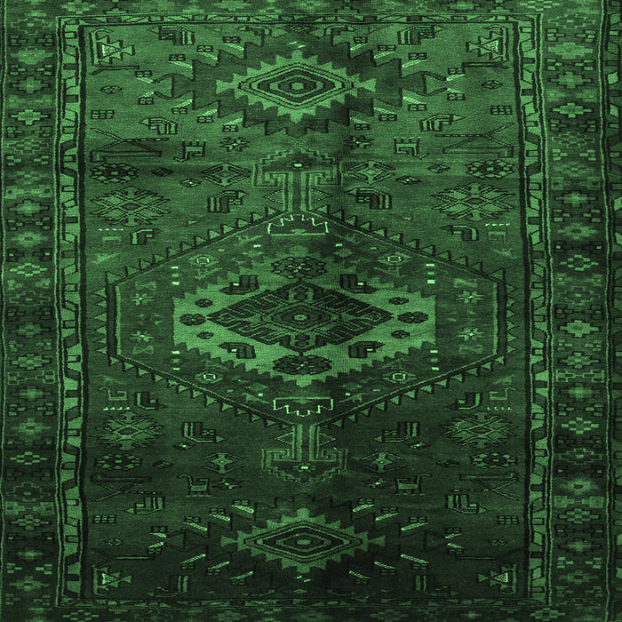 Square Machine Washable Persian Emerald Green Traditional Area Rugs, wshtr3107emgrn