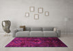 Machine Washable Persian Pink Traditional Rug in a Living Room, wshtr3107pnk