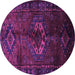 Round Machine Washable Persian Purple Traditional Area Rugs, wshtr3107pur