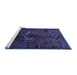 Sideview of Machine Washable Persian Blue Traditional Rug, wshtr3107blu