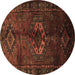 Round Persian Brown Traditional Rug, tr3107brn