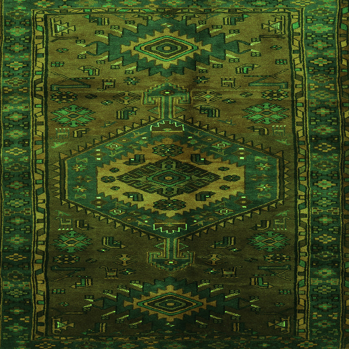 Serging Thickness of Persian Green Traditional Rug, tr3107grn