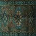 Square Machine Washable Persian Turquoise Traditional Area Rugs, wshtr3107turq