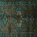Square Persian Turquoise Traditional Rug, tr3107turq