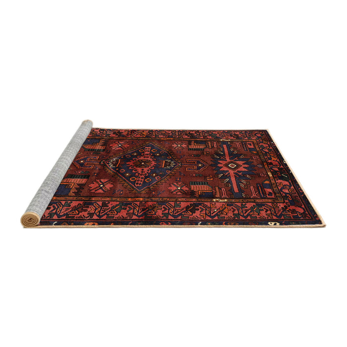 Sideview of Machine Washable Traditional Deep Red Rug, wshtr3108