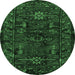 Round Persian Emerald Green Traditional Rug, tr3108emgrn