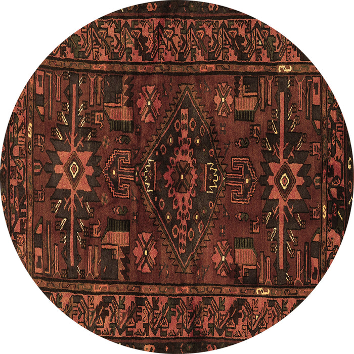 Round Machine Washable Persian Brown Traditional Rug, wshtr3108brn