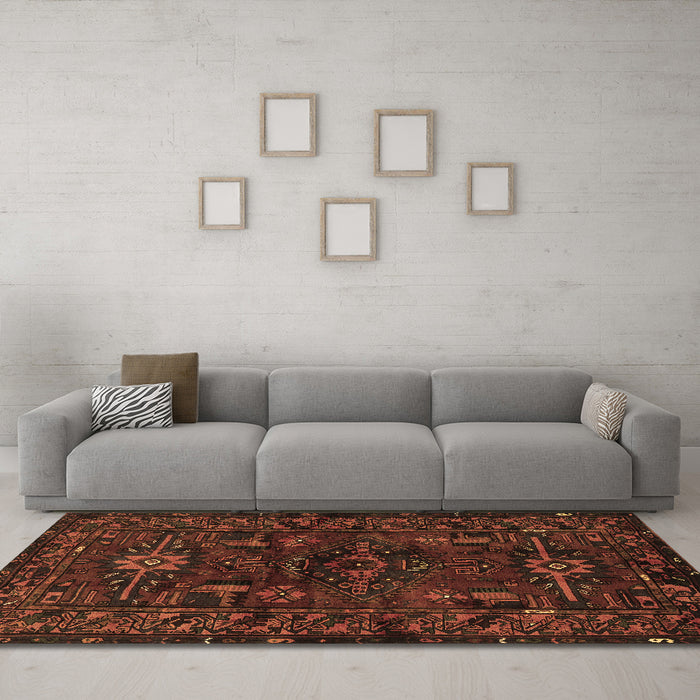 Machine Washable Persian Brown Traditional Rug in a Living Room,, wshtr3108brn